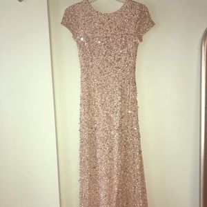 Adrianna Papell Short Sleeve Sequin Evening Gown